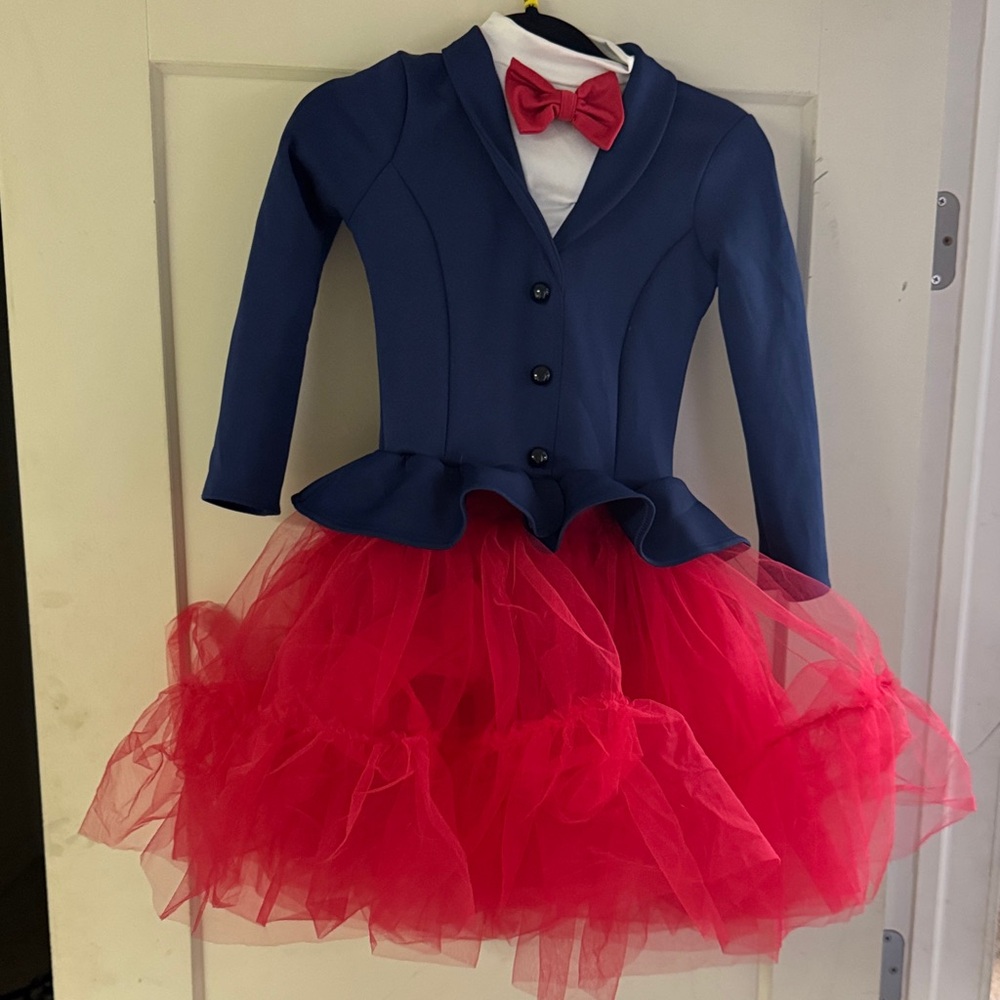 Blue and Red Kids Mary Poppins Costume with Bow Tie
